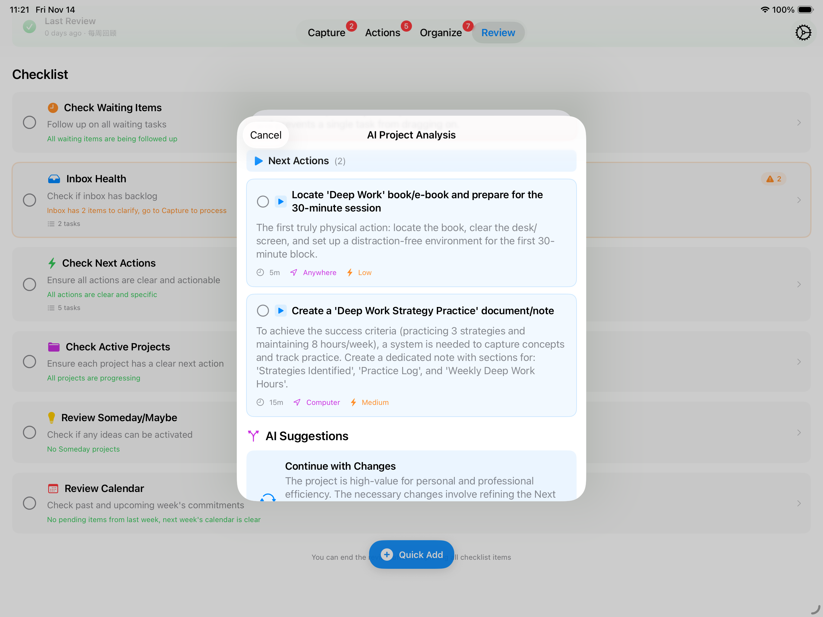 iPad Next Actions and AI Recommendations